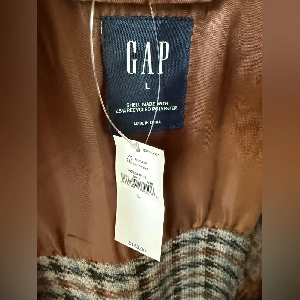 NWT GAP Plaid Unlined Wool Blend Shacket Jacket SZ L Brown Blue Gray Black - Picture 5 of 14